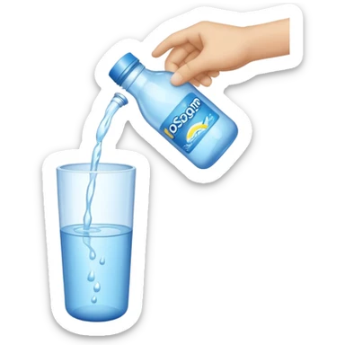 pouring out a bottle of water sticker