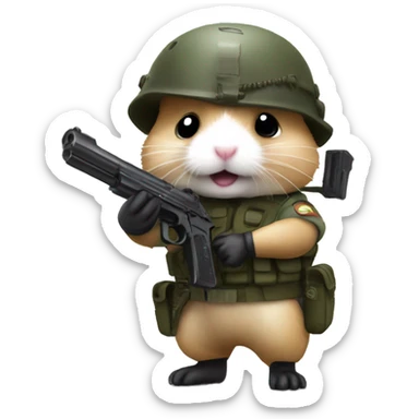 hamster combat soilder with gun sticker