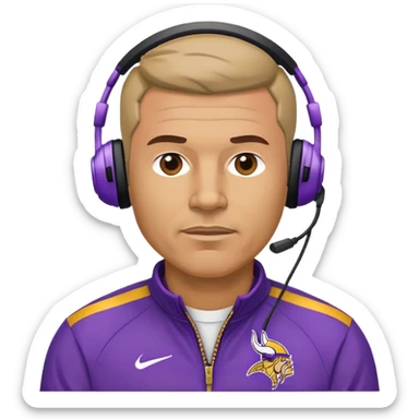 Football coach wearing a headset MINNESOTA VIKINGS PURPLE AND GOLD sticker