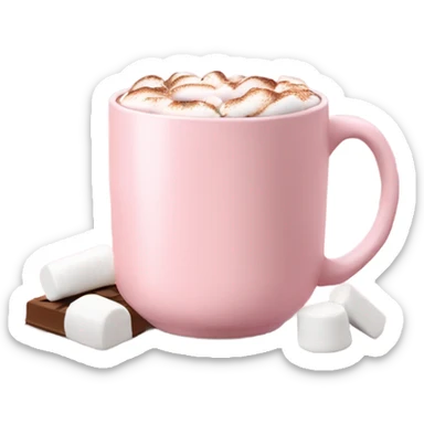 Light Pink mug of hot chocolate with marshmallows  sticker