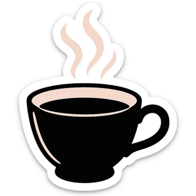 black and pink teacup with steam, no background sticker