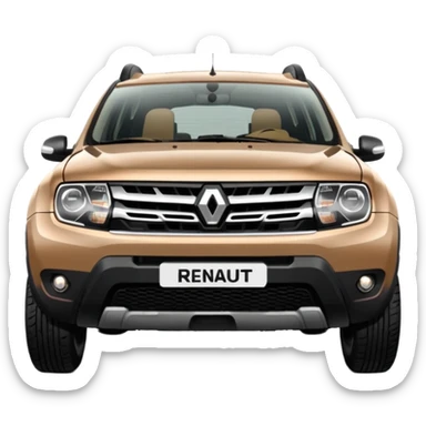 Front side of Renault Duster 2014. Beige colour  sticker