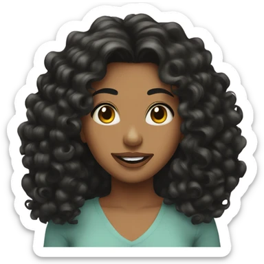 Stacey girl black hair curly Big mouth  sticker