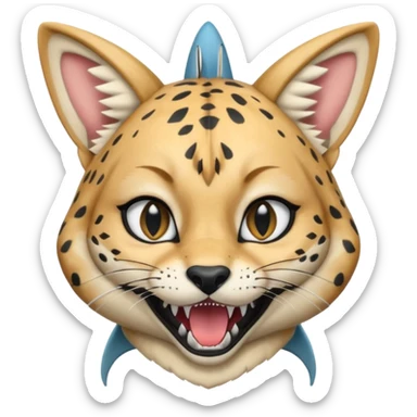 Wearing shark hood serval meme eye wink sticker