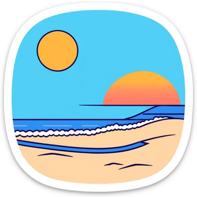 a sunset on the beach with someone standing in front  sticker