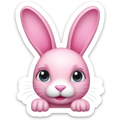 pink bunny with one ear down sticker