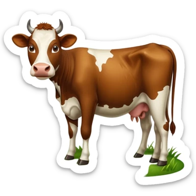 cow eating grass sticker