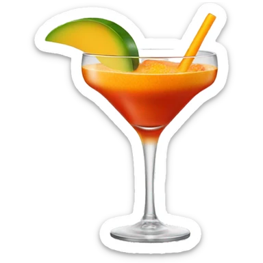 a mango cocktail with a lot of tajin on the rim  sticker