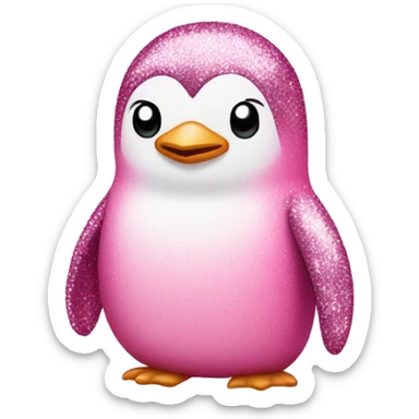 Pink penguin with glitter  sticker