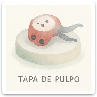 watercolor illustration of tapa de pulpo, soft edges, artistic, elegant presentation sticker