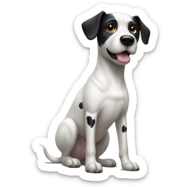 White Dog with black patches covering both eyes and standing up ears sticker