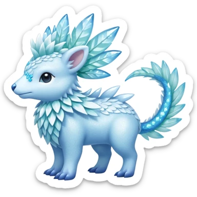 Sparkly Icy Glacial Helioptile-Amaura-Shaymin-Fakémon-hybrid-creature (full body)  sticker