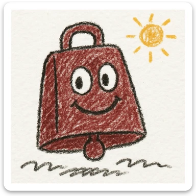 maroon cowbell, playful cartoon style, bold lines sticker