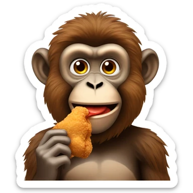 Monkey eating fried chicken sticker