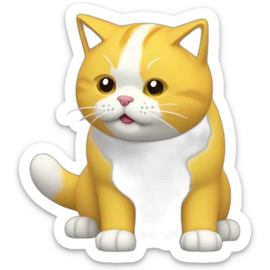 Gato amarillo abrazando a perro blanco peludo en 3d sticker