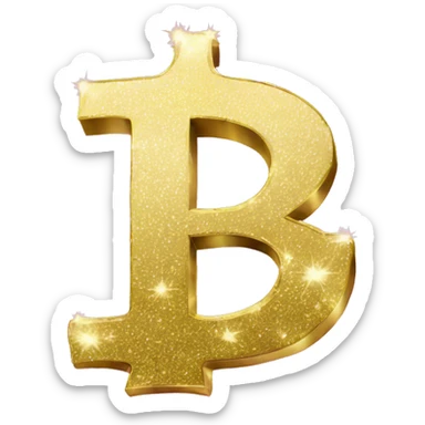 a pink chrome dollar sign with gold sparkles sticker