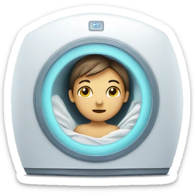 mri scanning with a cute face sticker