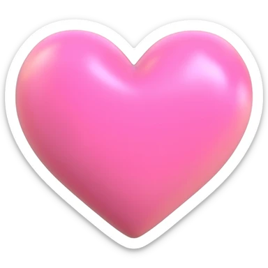 3d heart pink sticker