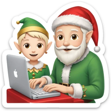 christmas chats - typing - online chats - with santa and a elf sticker