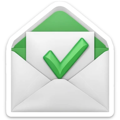 a letter with green checkbox inside the white envelop sticker