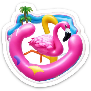 lisa frank flamingo inflatable pool toy sticker