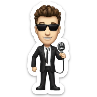Rick astley never gonna give you up with signature outfit and microphone sticker