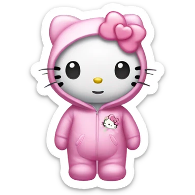 hello kitty wearing a care bear onesie sticker