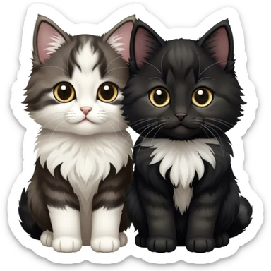 Two cute fluffy black Siberian kittens sticker