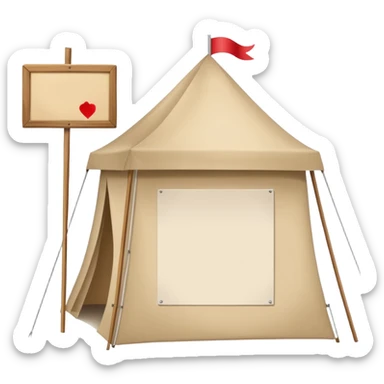 Tent holding a large blank sign sticker