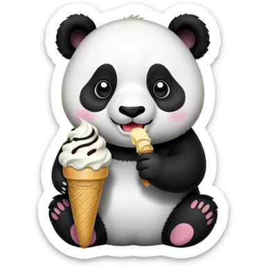 Panda eating ice cream sticker