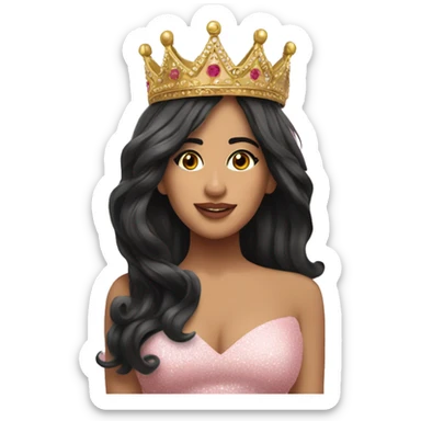 Reina leticia cabello rosa con su corona sticker