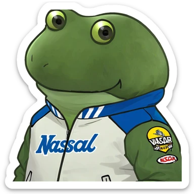 wearing a nascar jacket sticker