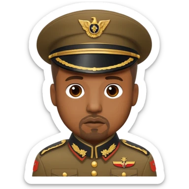 Kanye West inspired emoji wearing vintage German military uniform sticker