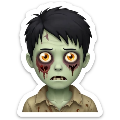 boy zombie with messy black hair sticker