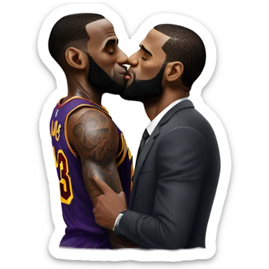 LeBron James kissing a man sticker