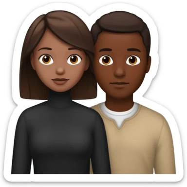 Black man short hair and white woman with long brown hair sticker