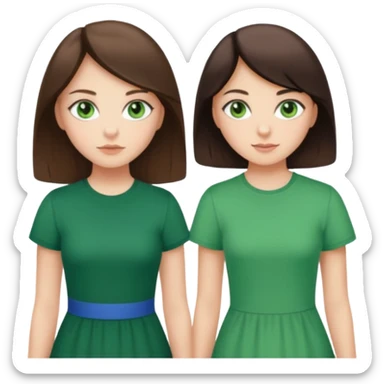 A brunette sister with green eyes and a brunette sister with green eyes in different clothes sticker