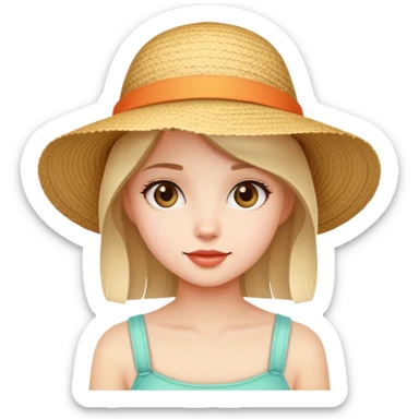 cute girl with summer hat sticker