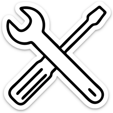 Maintenance icon with wrench and screwdriver crossed sticker