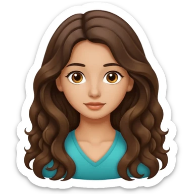 Morena com cabelo ondulado nas pontas  e de pele um pouco bronzeada cabelo grande raiz Lisa sticker