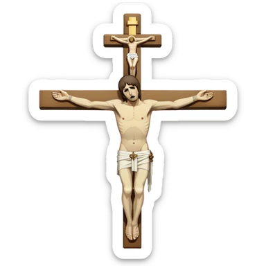 Crucified Liam Gallagher in the style of Jesus full body on cross sticker