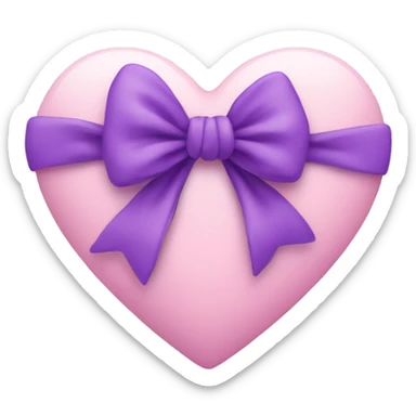 Pastel pink heart with purple bow sticker