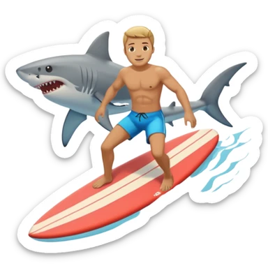 Man surfing on a shark sticker