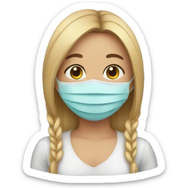 a girl with a mask on her face sticker