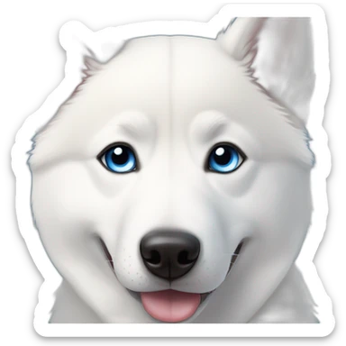 White Siberian husky smile  blue eyes sticker