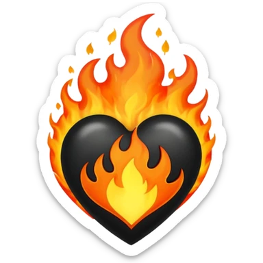 Black Heart with fire sticker
