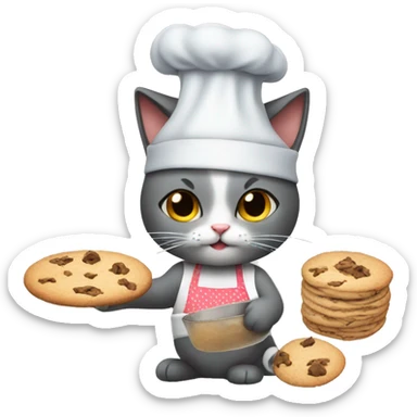 Cat baking cookies sticker