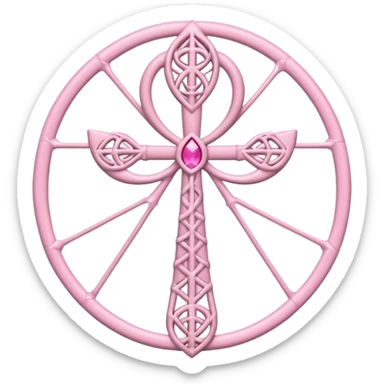 Spiderweb pattern with light pink ankh sticker
