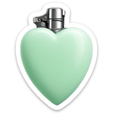 Pastel green heart lighter sticker