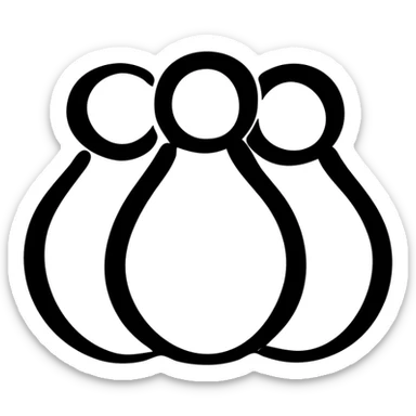 A small group of people standing together, simple icon style sticker